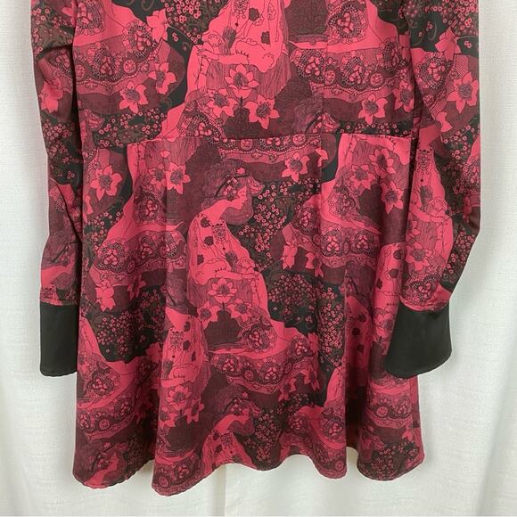 ModCloth Red&Black Retro Goddess Romance Long Sleeve Dress Sz.8 - Picture 12 of 16